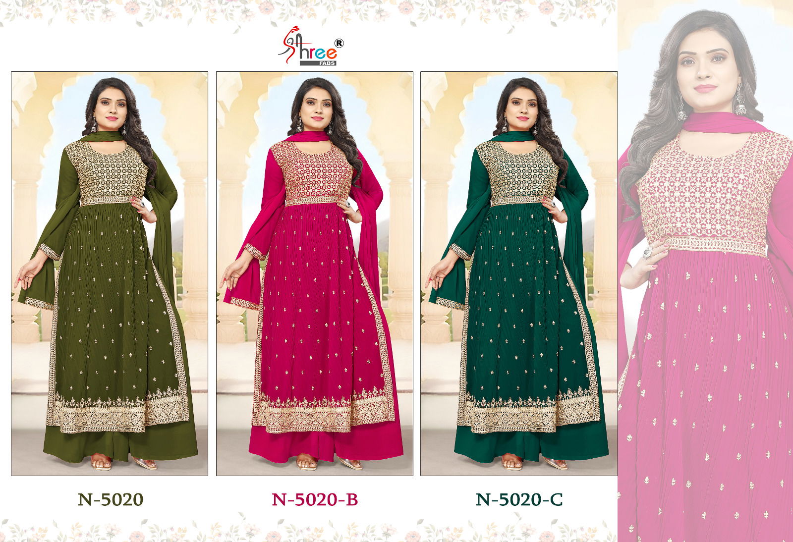 Dno 5020 By Shree fab Color Set Georgtte Suits Catalog